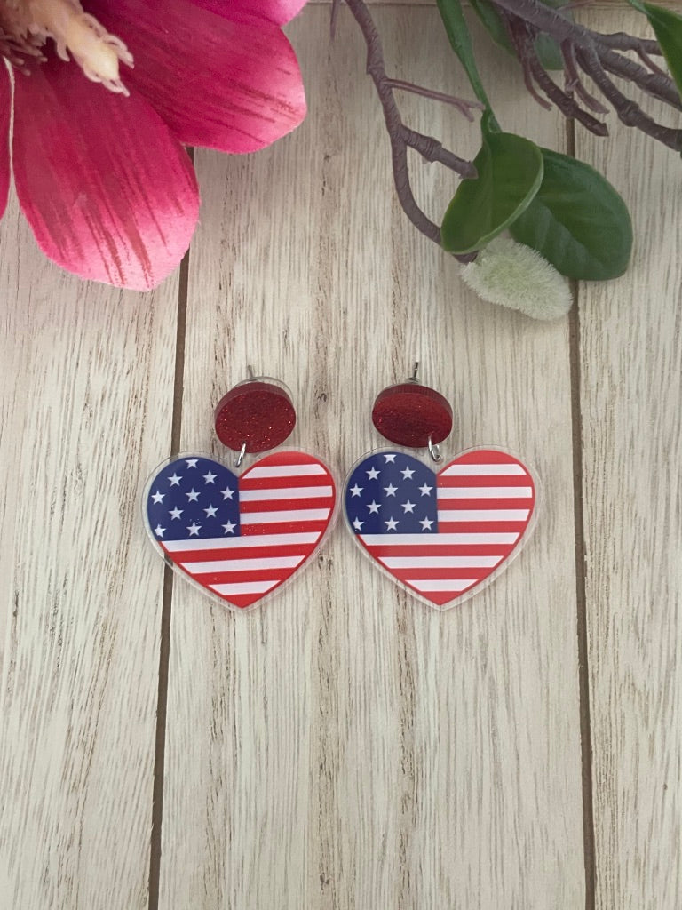 Red, White and Blue Summer Dangle Earrings