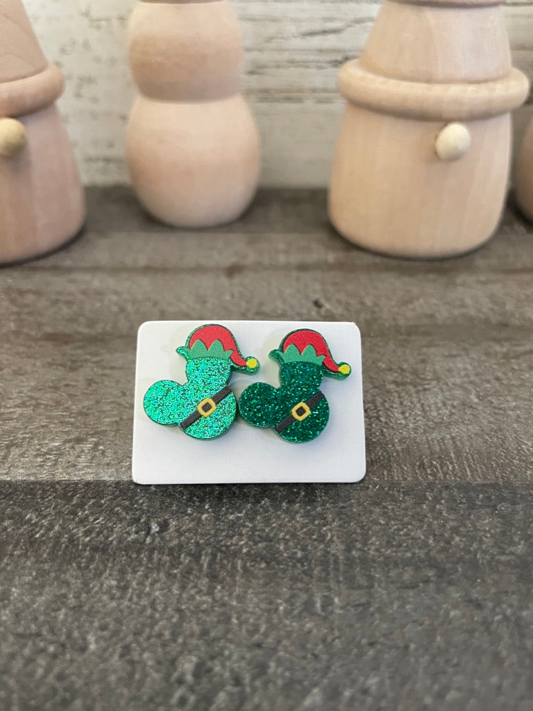 Christmas Mouse Ear Stud Earrings